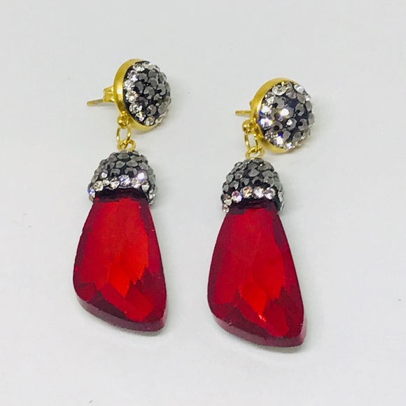 🌹Beautiful red stone earrings🌹 - Picture 4 of 4